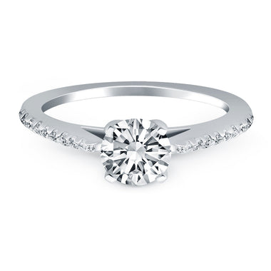 14k White Gold Micro Prong Diamond Cathedral Engagement Ring - 0