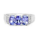 1.63 Carat Genuine Tanzanite & White Diamond .925 Sterling Silver Ring-3