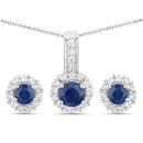 2.17 Carat Genuine Blue Sapphire and White Topaz .925 Sterling Silver Jewelry Set-1