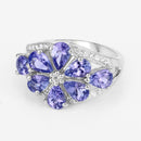 3.24 Carat Genuine Tanzanite and White Topaz .925 Sterling Silver Ring-4