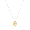 14k Yellow Gold Necklace with Dog Paw Print Symbol in Mother of Pearl-2