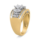 10K Yellow and White Gold 1 1/2 Cttw Pear Shaped 3 Stone Style Diamond Ring Band (H-I Color, SI1-SI2 Clarity) - Ring Size 7-3