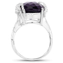 10.44 Carat Genuine Amethyst and White Topaz .925 Sterling Silver Ring-2