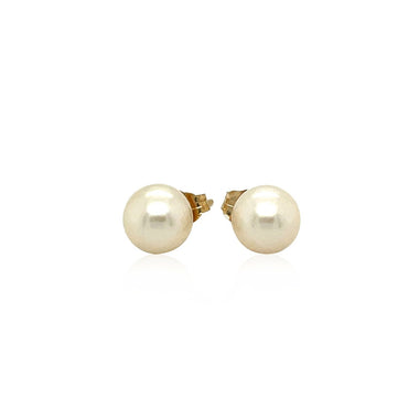 14k Yellow Gold Freshwater Cultured White Pearl Stud Earrings (7.0 mm) - 0