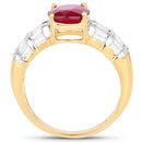 14K Yellow Gold Plated 4.72 Carat Glass Filled Ruby and White Topaz .925 Sterling Silver Ring-2
