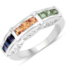 1.08 Carat Genuine Multi Sapphire .925 Sterling Silver Ring-1