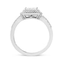 .925 Sterling Silver 1/4 Cttw Princess-cut Diamond Composite Ring with Beaded Halo (H-I Color, SI1-SI2 Clarity) - Size 7-4