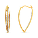 10K Yellow Gold 1/2 Cttw Round-Cut Diamond Modern Hoop Earrings (I-J Color, I2-I3 Clarity)-3