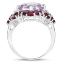 8.19 Carat Genuine Pink Amethyst and Rhodolite .925 Sterling Silver Ring-2