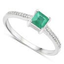 0.67 Carat Genuine Zambian Emerald and White Diamond 14K White Gold Ring-2