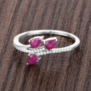0.68 Carat Genuine Ruby and White Diamond 14K White Gold Ring-4