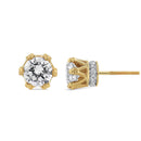 14K Yellow Gold 2.0 Cttw Round Diamond Crown Stud Earrings (I-J Color, I1-I2 Clarity)-3