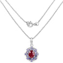 3.22 Carat Genuine Glass Filled Ruby & Tanzanite .925 Sterling Silver Pendant-2