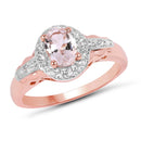 14K Rose Gold Plated 0.73 Carat Genuine Morganite & White Topaz .925 Sterling Silver Ring-1
