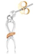 10K Two-Toned Gold Flash Plated .925 Sterling Silver Awareness Ribbon Dangle Earrings-3