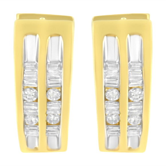 10K Yellow Gold 1/2 cttw Diamond Huggy Heart Hoop Earrings (I-J Clarity, I2-I3 Color)