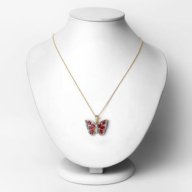 2.07 Carat Genuine Ruby and White Zircon .925 Sterling Silver Pendant - 0