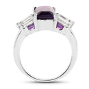 4.20 Carat Genuine Amethyst and White Topaz .925 Sterling Silver Ring-2