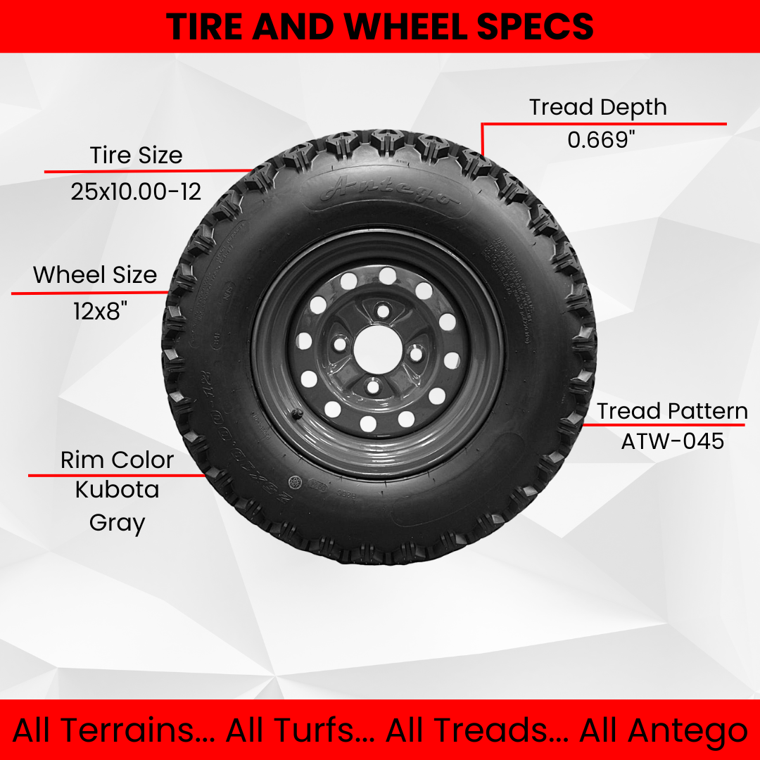 Kubota Rtv Tires Qty: 1) 25x10.00-12 Tire With 4 Hole Wheel