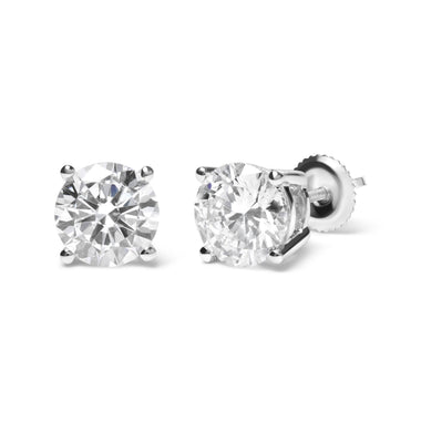 IGI Certified 14K White Gold 5.00 Cttw Round Brilliant-Cut Lab Grown Diamond Classic 4-Prong Stud Earrings with Screw Backs (F-G Color, SI1 Clarity) - 0