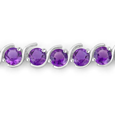 2.64 Carat Genuine Amethyst .925 Sterling Silver Bracelet - 0