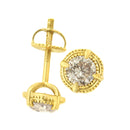 14K Yellow Gold Plated .925 Sterling Silver 1.0 Cttw Round Brilliant Cut Diamond Solitaire Milgrain Stud Earrings (K-L Color, I2-I3 Clarity)-5