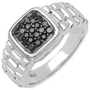 0.22 Carat Genuine Black Diamond .925 Sterling Silver Ring-1