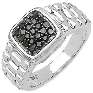 0.22 Carat Genuine Black Diamond .925 Sterling Silver Ring