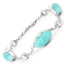 29.70 Carat Genuine Amazonite and White Agate .925 Sterling Silver Bracelet-2