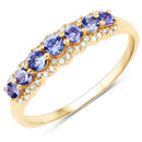 0.51 Carat Genuine Tanzanite and White Diamond 14K Yellow Gold Ring-1