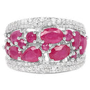 3.89 Carat Genuine Ruby and White Zircon .925 Sterling Silver Ring-3