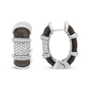 18K White Gold Flash Plated .925 Sterling Silver Clear Graphite Grey Enamel 5/8 Cttw Round Diamonds Huggie Hoop Earrings (F-G Color, VS1-VS2 Clarity)-4
