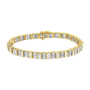 10K Yellow Gold 4.0 Cttw Alternating Baguette & Round Cut Diamond Bezel- & Prong-Set 7" Tennis Bracelet (G-H Color, SI1-SI2 Clarity)-1