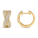 14K Yellow Gold 1/3 Cttw Diamond Criss Cross Huggie Hoop Earrings (G-H Color, SI2-I1 Clarity)-3