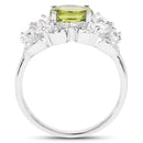 2.70 Carat Genuine Peridot and White Zircon .925 Sterling Silver Ring-2