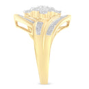 10K Yellow Gold Diamond Bypass Cluster Ring (1 Cttw, I-J Color, I2-I3 Clarity) - Size 7-5