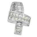 14K White Gold 2 cttw Princess and Baguette Cut Diamond Ribbon Pendant Necklace (H-I, SI-SI2)-3