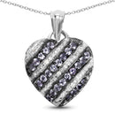 1.30 Carat Genuine Tanzanite and White Topaz .925 Sterling Silver Pendant-1