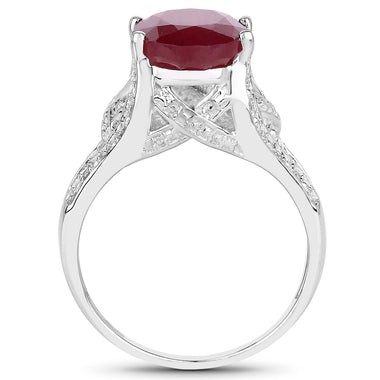 4.00 Carat Genuine Glass Filled Ruby .925 Sterling Silver Ring - 0