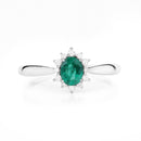 0.40 Carat Genuine Zambian Emerald and White Diamond 14K White Gold Ring-3