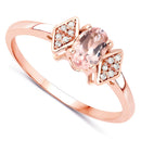 0.46 Carat Genuine Morganite and White Diamond 14K Rose Gold Ring-2