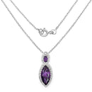 3.53 Carat Genuine Amethyst and White Topaz .925 Sterling Silver Pendant-2