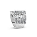 10K White Gold 2 1/2 Cttw Round and Baguette-Cut Diamond Multi-Row Bypass Ring (J-K Color, I2-I3 Clarity) - Ring Size 7-4