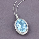 9.59 Carat Genuine Aquamarine and White Diamond 14K White Gold Pendant-2