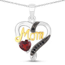 0.55 Carat Genuine Garnet and Black Spinel .925 Sterling Silver Pendant-1