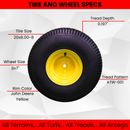 20x8.00-8 4 Ply Tires with 8x7 John Deere Yellow Wheels for Lawn & Garden Mower Turf Tires (Set of 2).