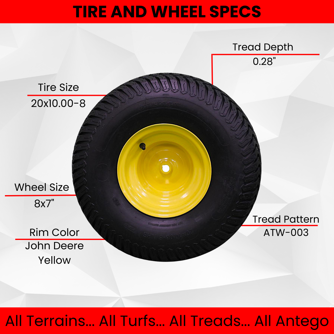 (Qty: 1) 20x10.00-8 Tires & Wheels 4 Ply for Lawn & Garden Mower Turf ...