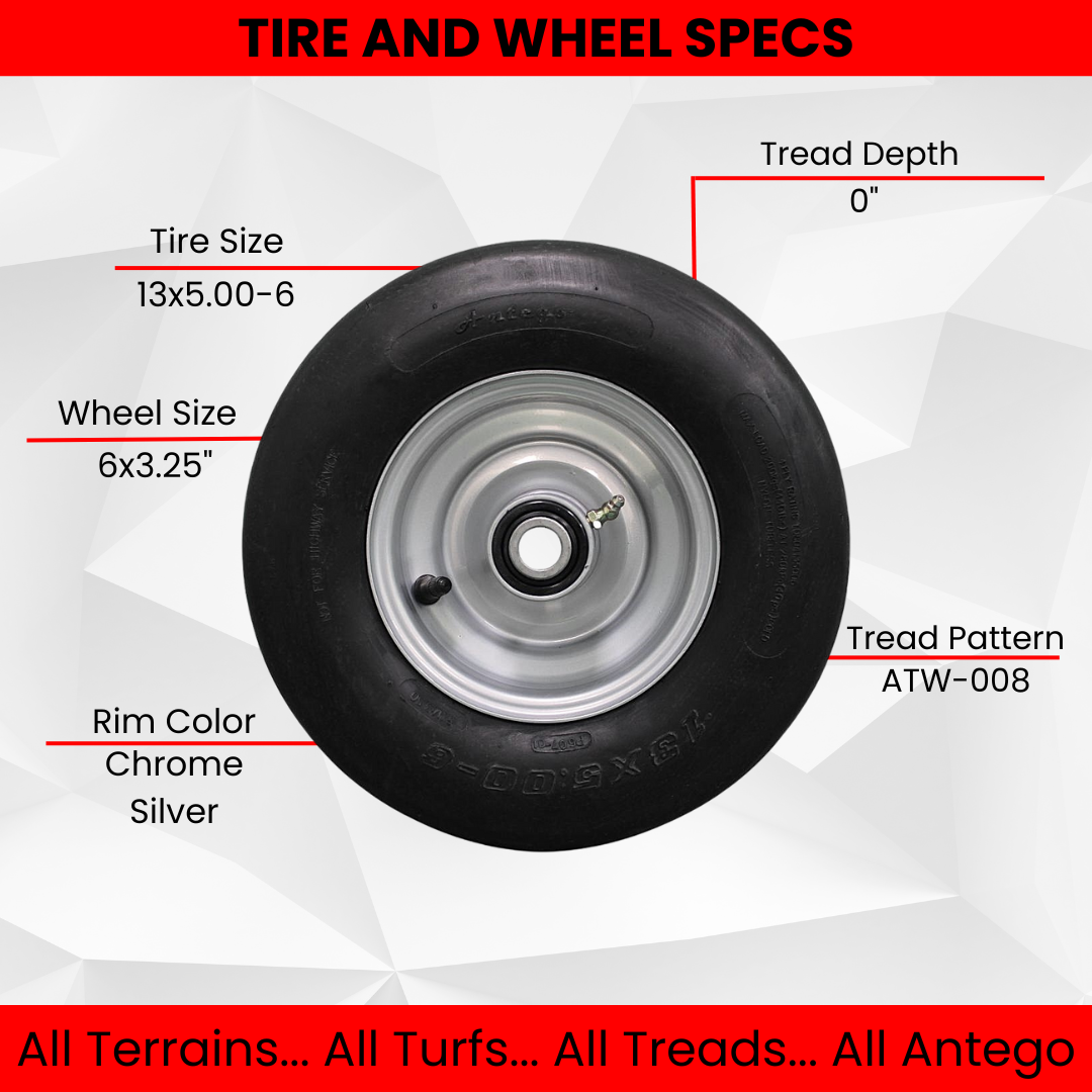 Hustler 13x5.00-6 Pneumatic Tire and 6x3.25 Wheel Assemblies. Fits Raptor SD & Fastrak Replaces 605038 (Set of 2).