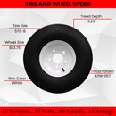Antego 2-Pack Trailer Tire On Rim 570-8 5.70-8 Load C 5 Lug White Wheel.