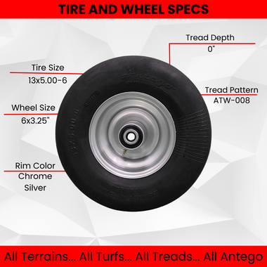 13x5.00-6 Hustler Flat Free Assembly, replaces 605038 fits Fastrak & Raptor SD 36”, 42”, 48” (Set of Two).